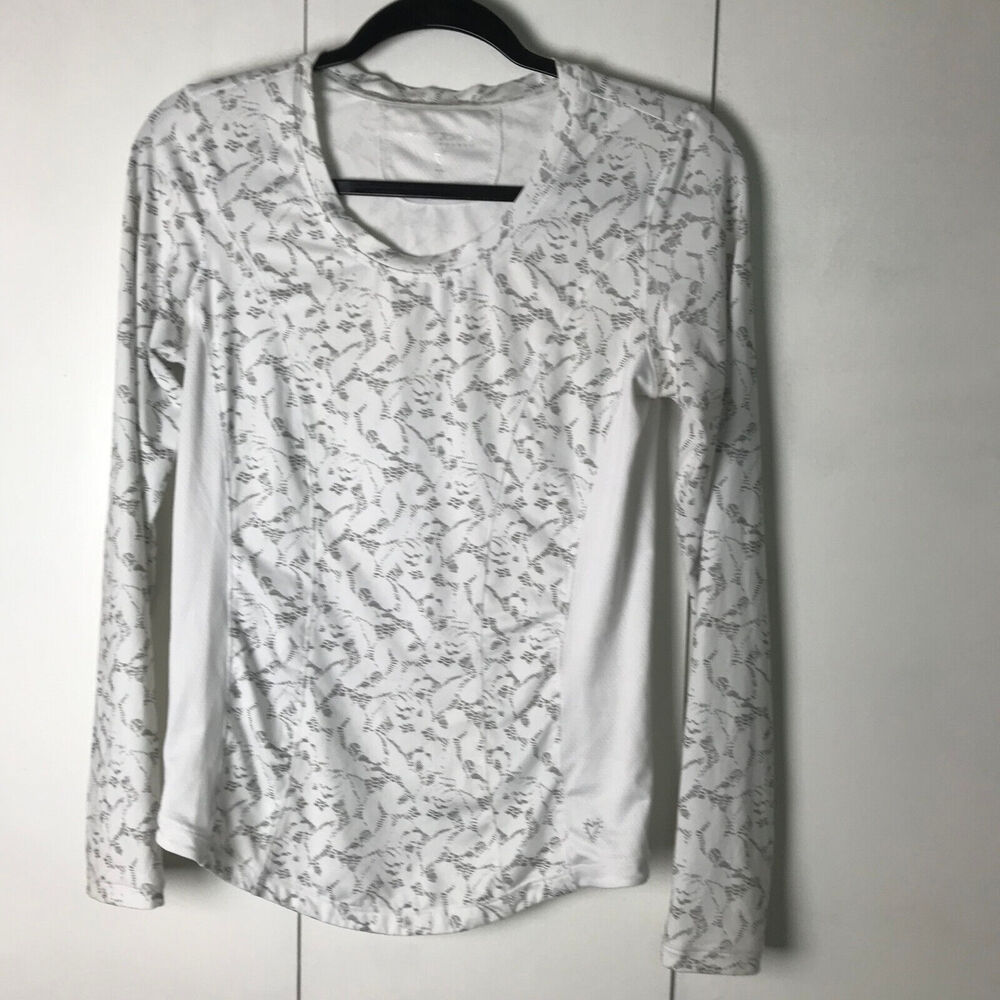 Betsey Johnson Women Training Athletic Shirt Pullover Gym White MED Long Sleeve